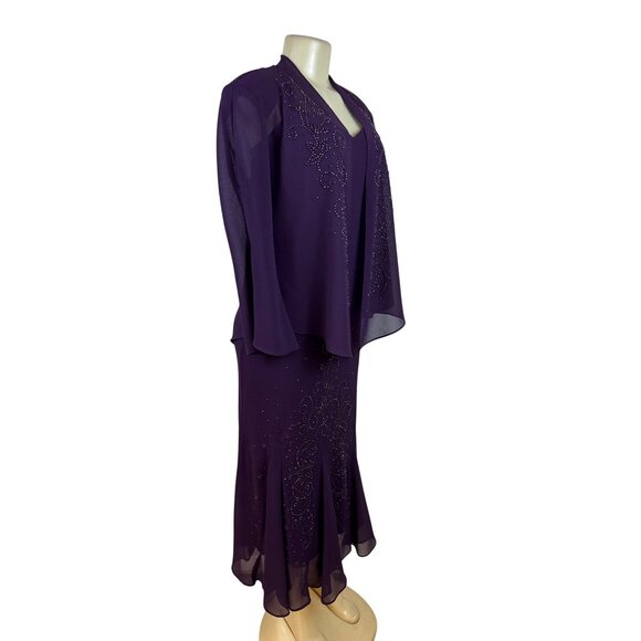 R&M Richard’s Women’s Purple  Sleeveless Formal Dress With Matching Jacket Sz 8 - Picture 6 of 13